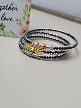 All Weather Womens Bangles Black Pearl. Three Queen (Not Budhagirls)